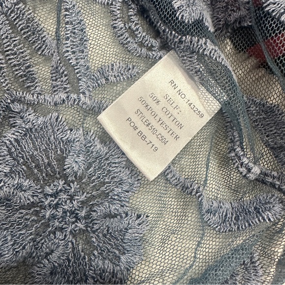 The Shabby Tree Women Blue Sheer Lace Open Front Long Kimono Cardigan Plus O/S - Picture 12 of 13